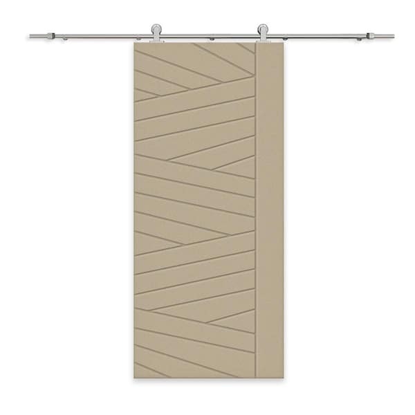 CALHOME 30 in. x 80 in. Unfinished Composite MDF Paneled Interior Sliding Barn Door with Hardware Kit