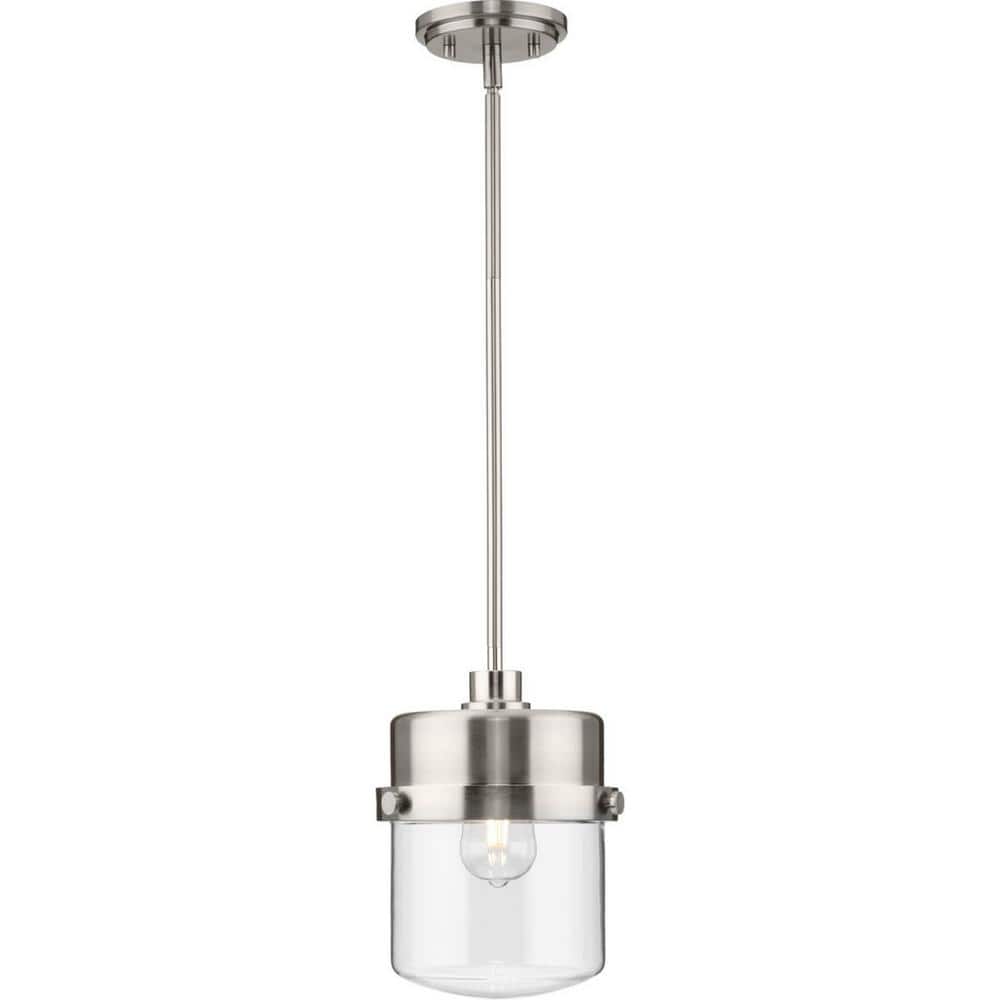 Beckner Collection 1-Light Brushed Nickel Clear Glass Urban Industrial Pendant Light price history on PriceWatchPro