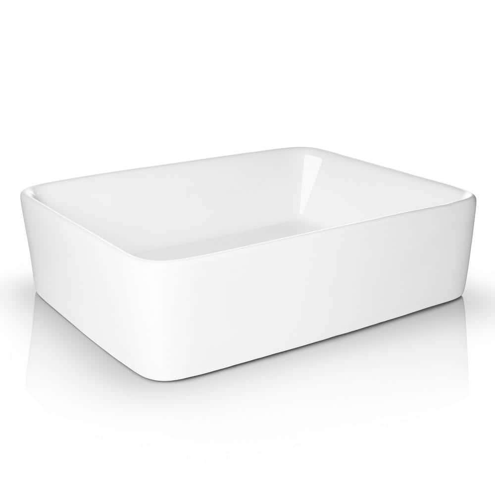 Miligore 19" White Ceramic Rectangular Above-Counter Bathroom Sink