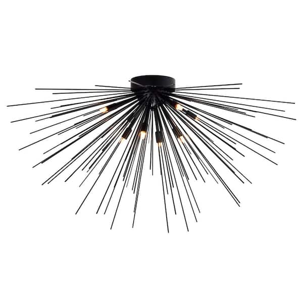 CWI Lighting Savannah 8 Light Flush Mount With Black Finish