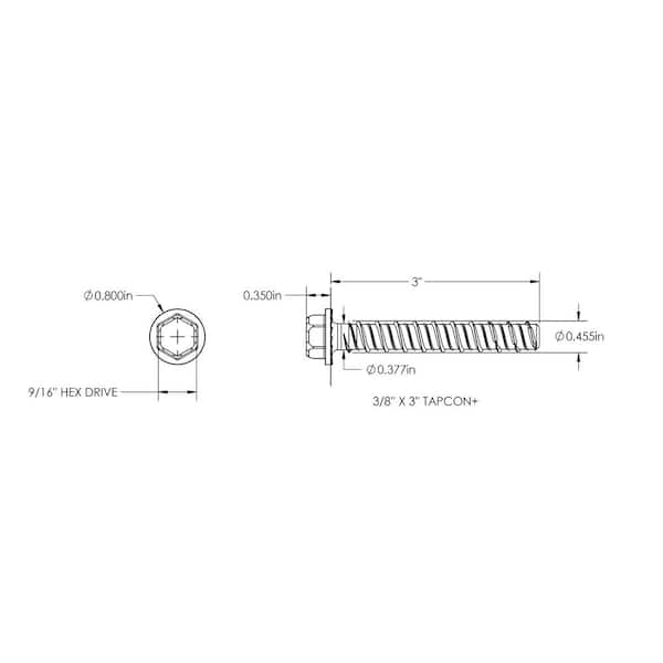 3/8 in. x 3 in. Hex Washer-Head Large Diameter Concrete Anchors (10-Pack)