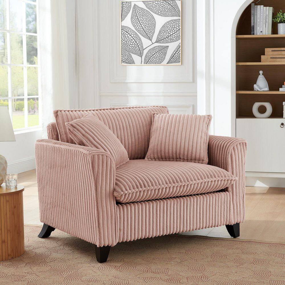 Luxury Collection Pink Corduroy Fabric Accent Lazy Sofa Chair with 2 Pillows, (Set of 1) price history on PriceWatchPro