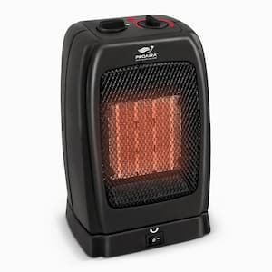 750-Watt /1500-Watt in Black Portable Oscillating Ceramic Space Heater with Tip-Over Safety Switch