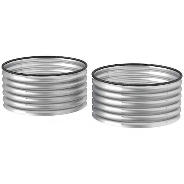 2-Pack Raised Garden Beds 3 ft. x 3 ft. x 1. 4 ft. Galvanized Metal Planter Boxes w/Safe Edging, Easy-to-Assemble Silver