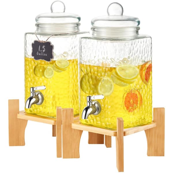 Beverage Dispenser 1.5 gal. Drink Dispenser for Parties Glass Juice Dispenser with Stand Stainles Steel Spigot (2-Piece)