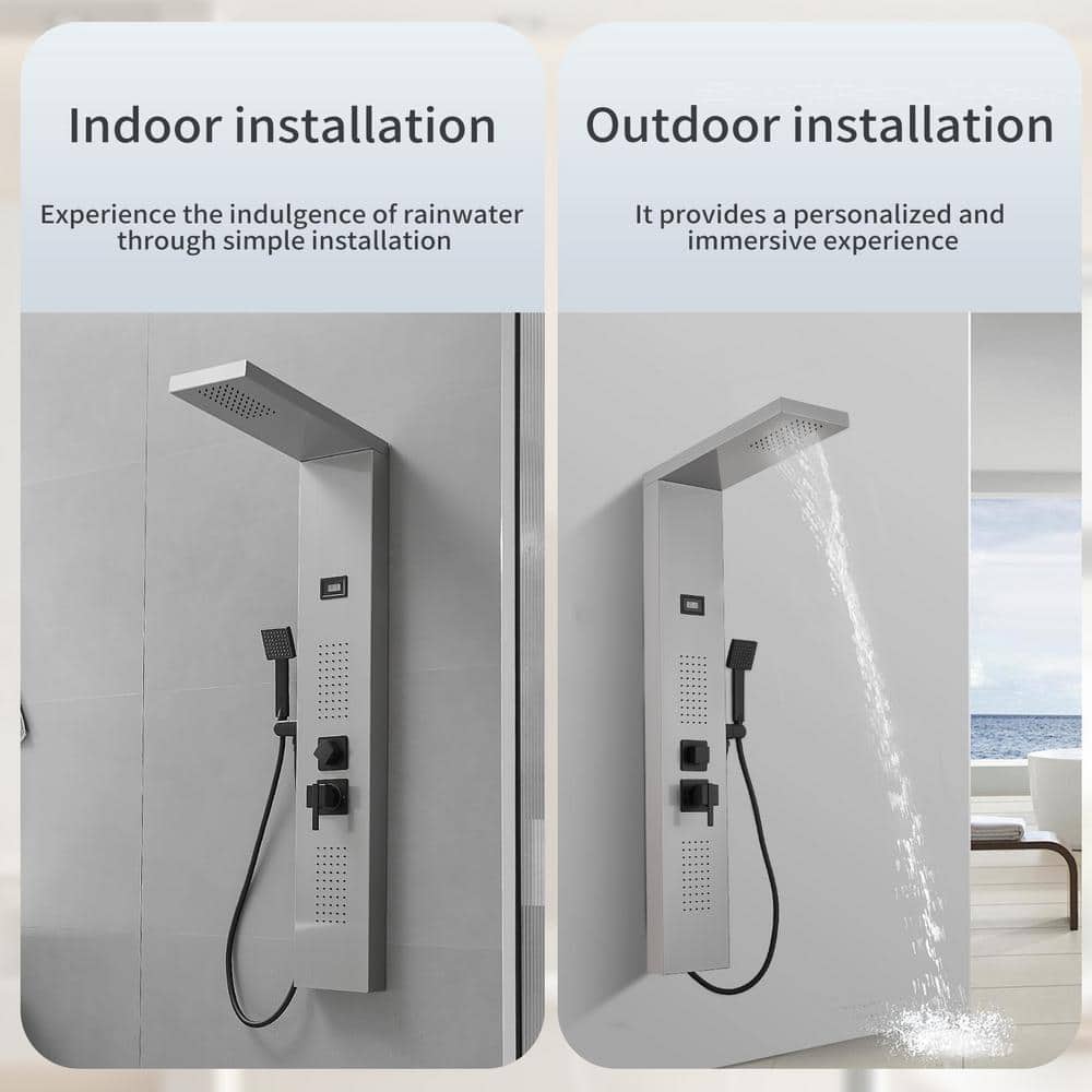 Black Nickel 2-Jet Rainfall Shower Panel System with Handheld Wand