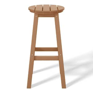 Laguna 29 in. HDPE Plastic All Weather Backless Round Seat Bar Height Outdoor Bar Stool in Teak (Set of 3)