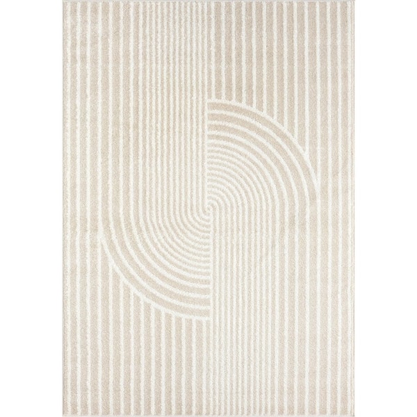 Nuevo Cream 8 ft. 11 in. x 12 ft. Mid-Century Polypropylene Area Rug