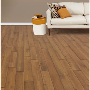 Take Home Sample - Caucho Wood Woodside 4.5 in. Width x 8 in. Length Light Distressed Solid Hardwood Flooring