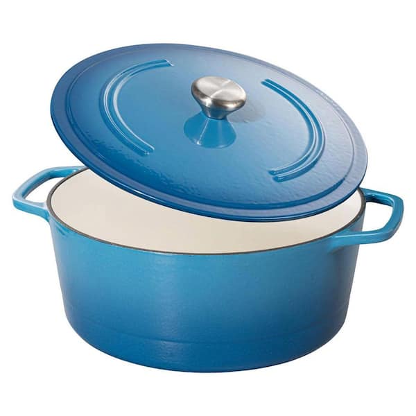 6 qt. Enameled Cast Iron Nonstick Stock Pot in Cream White with Lid, 1-Piece