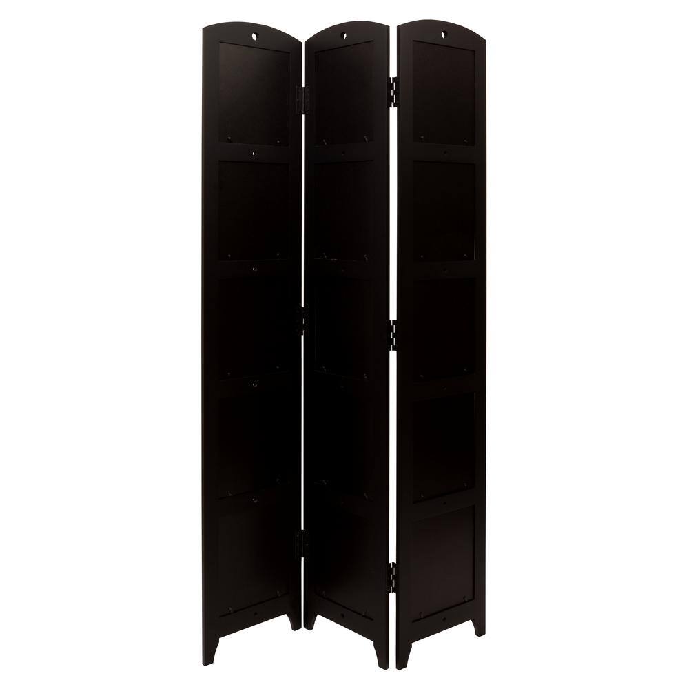 Black Wood Folding Photo Frame Room Divider, 64" Height