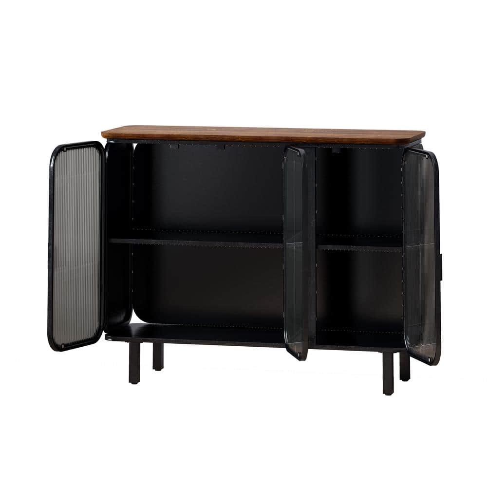 40.94 in. W x 14.37 in. D x 31.69 in. H Bathroom Black Linen Cabinet