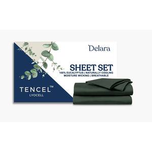 Delara 4-Piece Set Forest Green Solid 100% Eucalyptus Lyocell Tencel, Full Smooth and Breathable, Sheet Sets