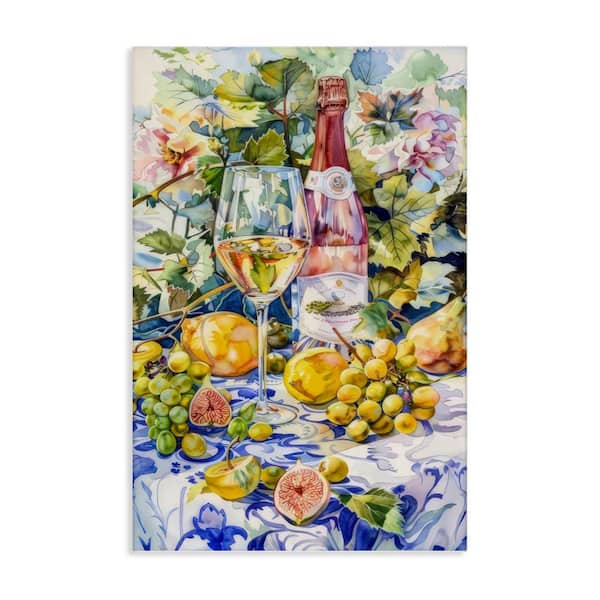 Stupell Industries Grape Vines Wine Glass by LSR Design Studio Unframed Food Graphic Art Print 24 in. x 16 in.