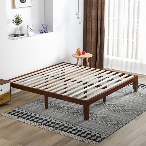 Costway Brown Cherry Wood Frame King Platform Bed 14 in Costway Brown Cherry Wood Frame King Platform Bed 14 in