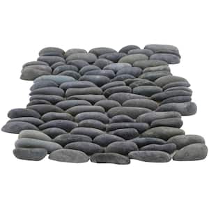 Black Stacked 12 in. x 12 in. x 0.75 in. Natural Finish Stone Pebble Wall Tile (5.0 sq. ft./case)