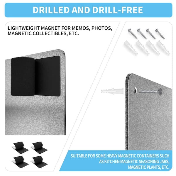 17.1 in. x 11.8 in. Outdoor/Indoor Metal Magnetic Bulletin Board to Display for Wall Cubicle Cabinet, Silver (2-Pack)