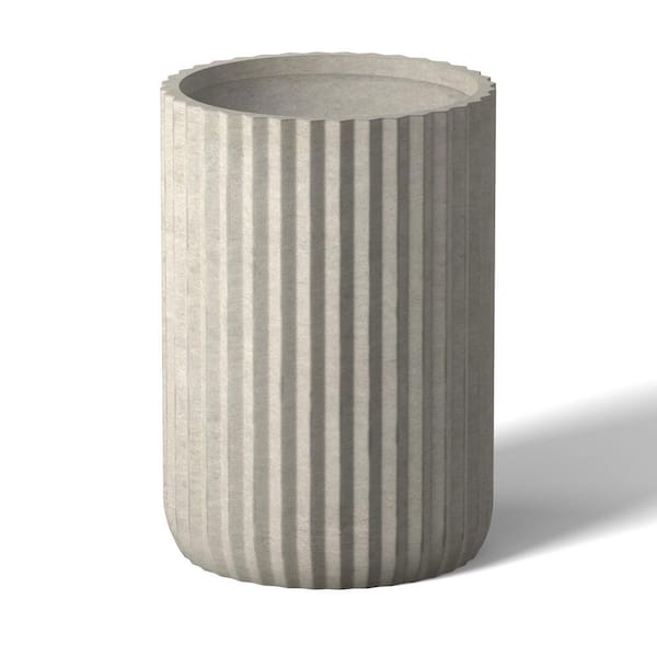 11.5 in. Large Light Gray Concrete Round Planter / Pot with Drainage Holes