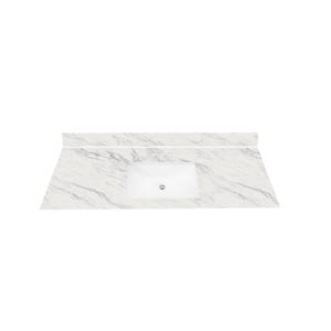 49 in. W x 22 in. Vanity Top in Calcutta Blanc with Single White Sink and 4 in. Faucet Spread