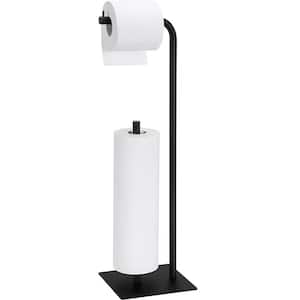 Freestanding Metal Toilet Paper Holder Stand, Black