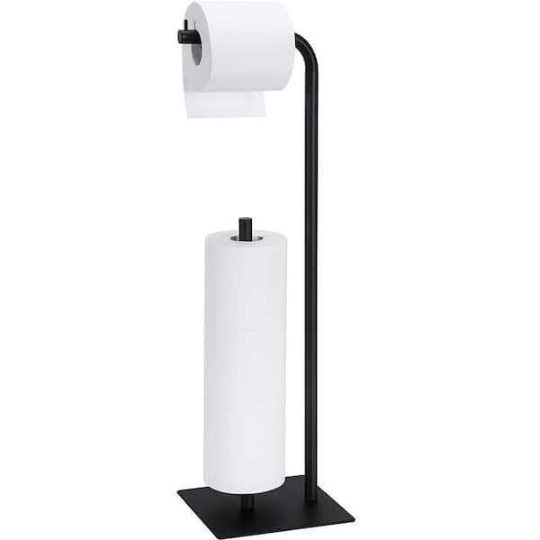 Oumilen Freestanding Metal Toilet Paper Holder Stand, Black