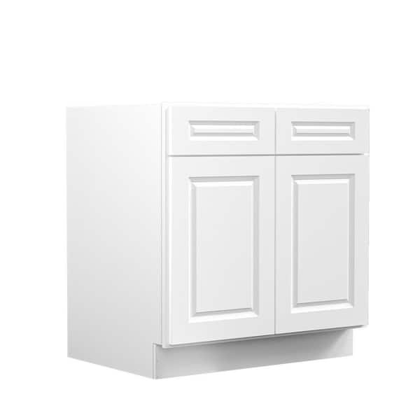 33 in. W x 24 in. D x 34.5 in. H in Cameo White Plywood Ready to Assemble Kitchen Base Cabinet