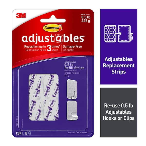 Command Adjustables Clear Repositionable 1/2 lb. Refill Strips (18-Pack)