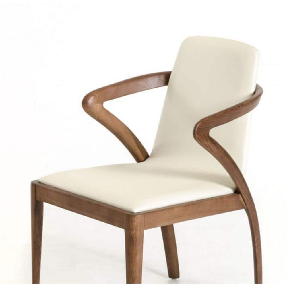 Walnut & Cream Faux Leather Parsons Dining Chair