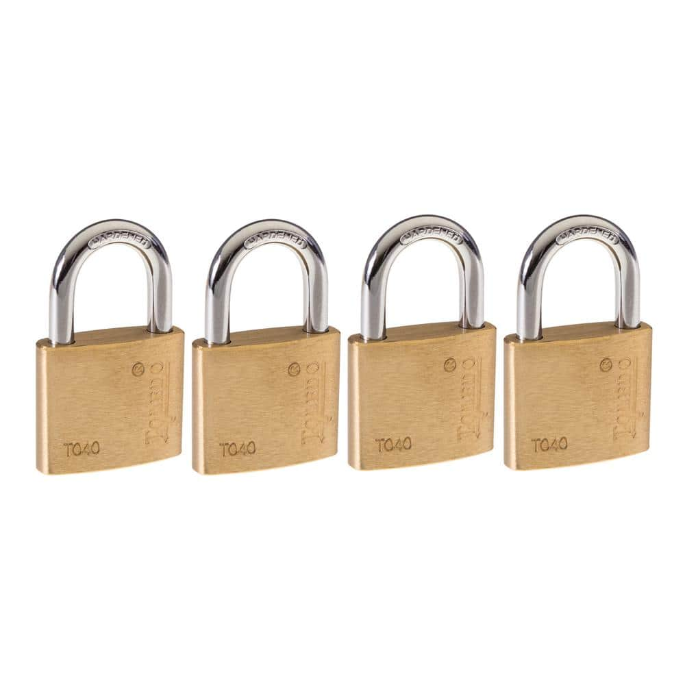 TOLEDO Brass Keyed Padlock (4-Pack) TO40KA4 - The Home Depot