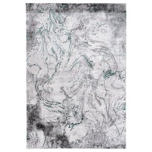 Craft Gray/Green 7 ft. x 7 ft. Abstract Marble Square Area Rug