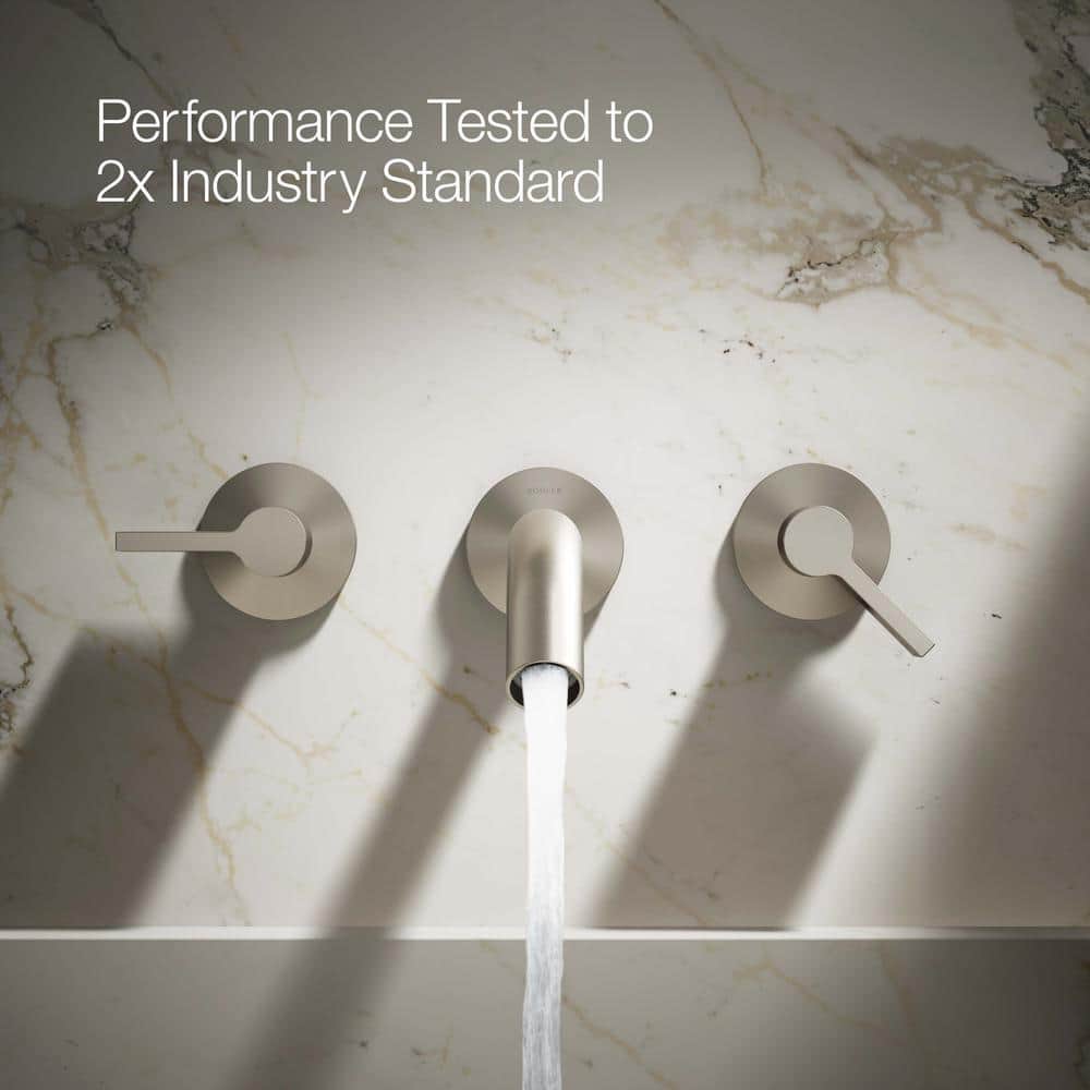Modern Wall-Mount Bathroom Sink Faucet in Vibrant Brushed Nickel