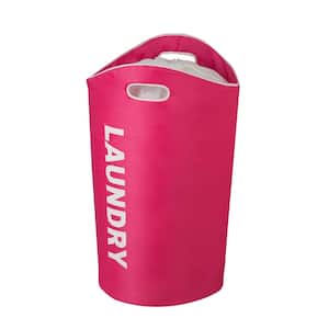 Pink Laundry Polyester and Foam Hamper with Drawstring Top