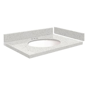 Silestone 27.75 in. W x 22.25 in. D Quartz White Round Single Sink Vanity Top in Stellar Snow