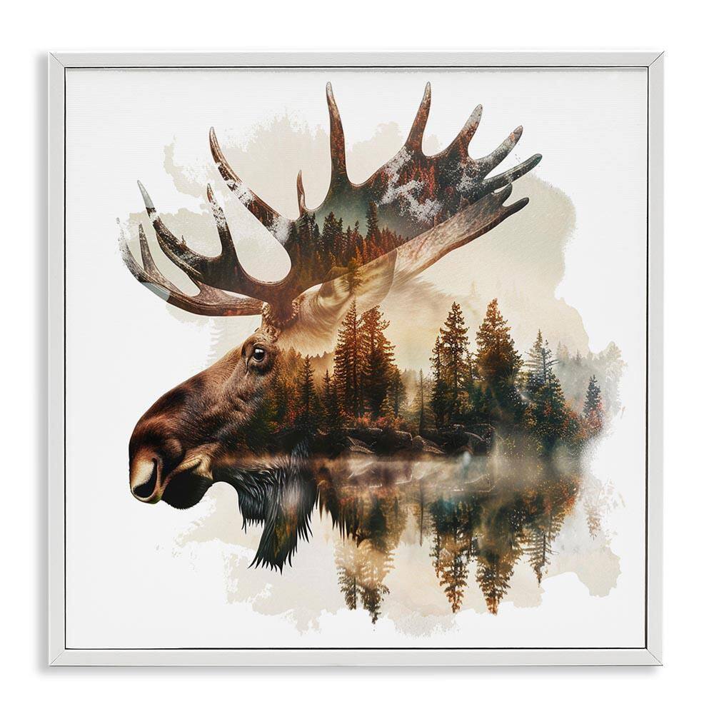 Moose Antlers Silhouette by LSR Design Studio White Framed Animal Giclee Art Print 17 in. x 17 in. price history on PriceWatchPro