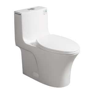 1-Piece 1.1/1.6 GPF Dual Flush Elongated Toilet in White Seat Included
