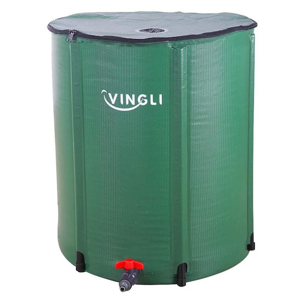 VINGLI 50 Gal. Collapsible Rain Barrel Portable Water Storage Tank Rainwater Collection