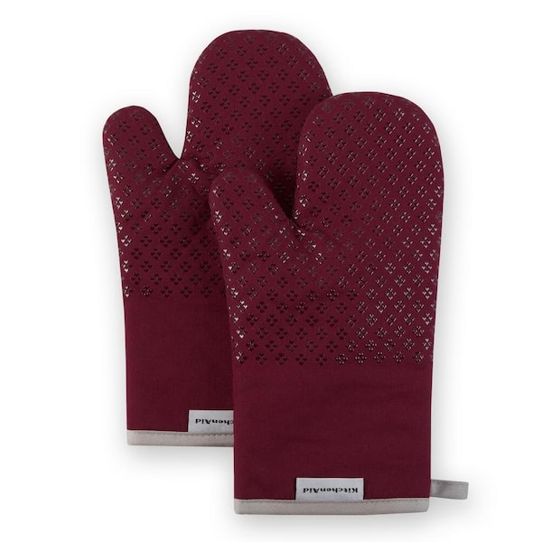 Oven Mitts, Set of 2 Oversized Quilted Mittens, Flame and Heat
