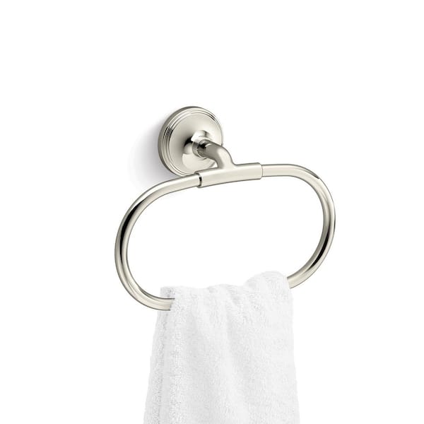 Paces Wall Mounted Towel Ring in Vibrant Polished Nickel