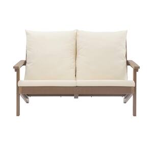 5-Piece Metal Patio Conversation Set Sectional Seating Set 3 Lounge Chair 2 Rectangular Coffee Table with Beige Cushions