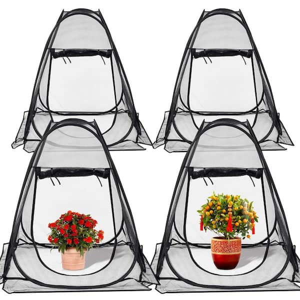 MOEPISY 4 Piece Summer Pop Up Gardening Net Cover 33.5 x 33.5 x 37 in. Pop up Mesh Plant Cover