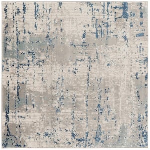 Concerto Ivory Grey Blue 5 ft. x 5 ft. Abstract Contemporary Square Area Rug