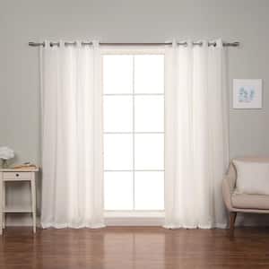 52" W X 84" L 100% Linen Silver Grommet Curtain Set White