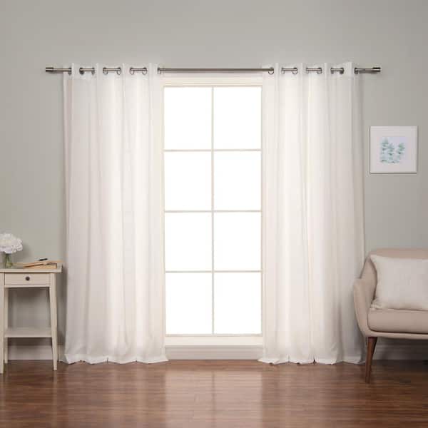 Best Home Fashion 52" W X 96" L 100% Linen Silver Grommet Curtain Set White