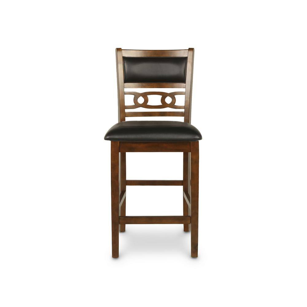 Gia 5-Piece Brown Wood Round Counter Dining Set