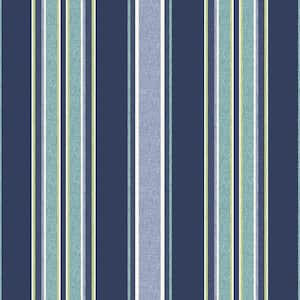 20 in. x 20 in. Sapphire Aurora Blue Stripe High Back Outdoor Dining Chair Cushion (2-Pack)