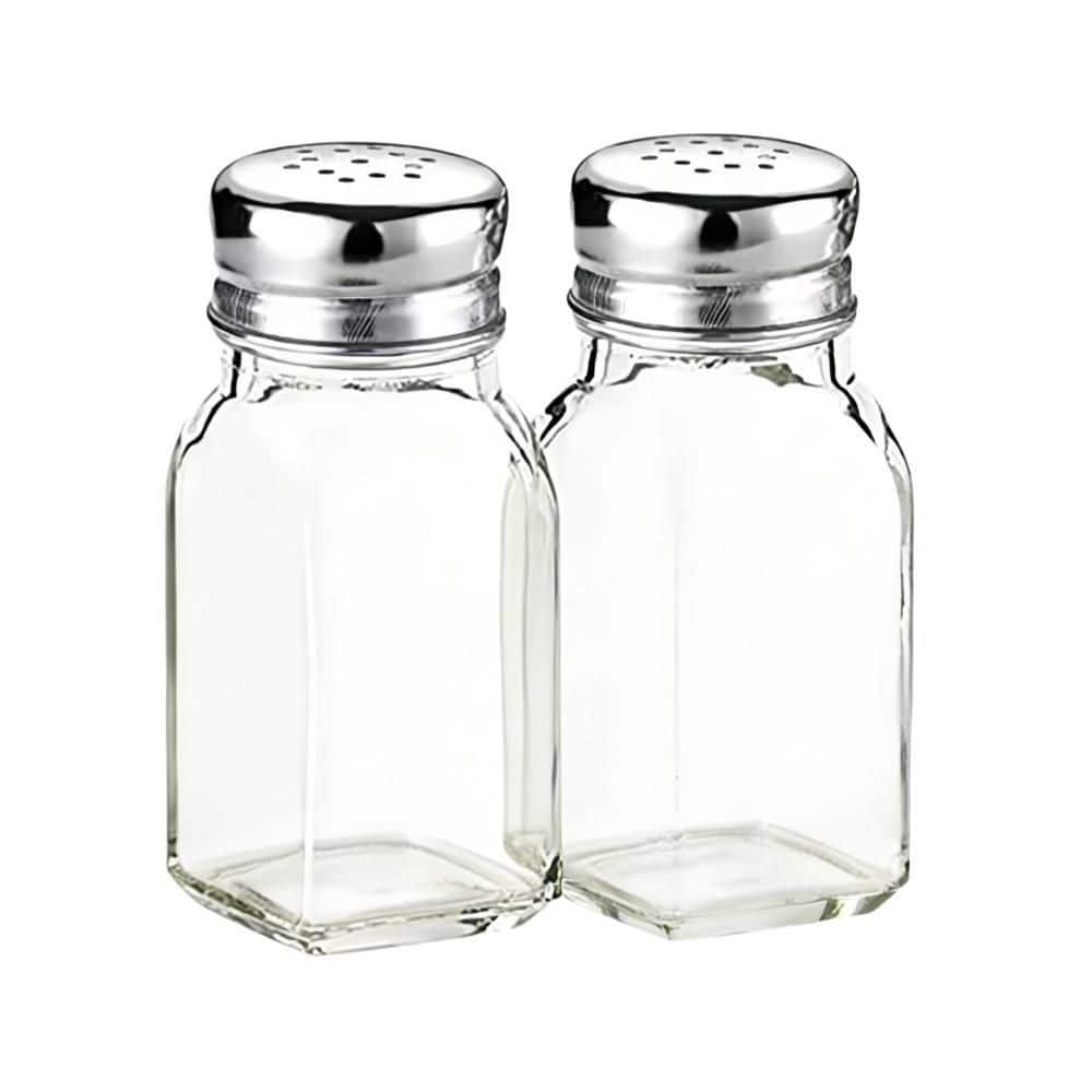 Esepony Glass Salt and Pepper Shakers Set with Stainless Lid
