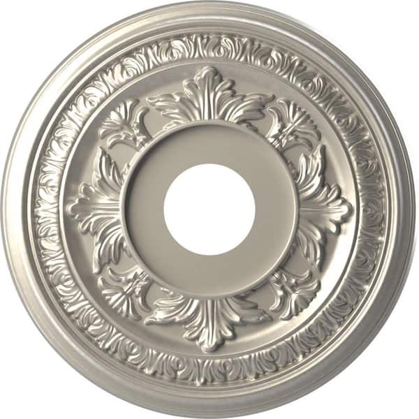 Ekena Millwork 16" OD x 3-1/2" ID x 1" P Baltimore Thermoformed PVC Ceiling Medallion Fits Canopies up to 6-1/2", Bright Coat Aluminum