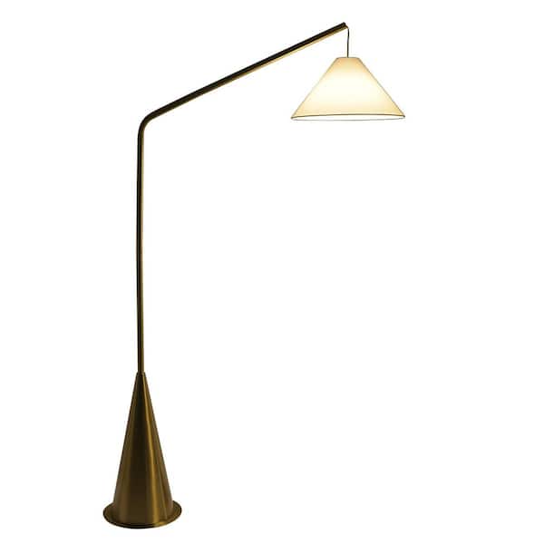 67 in. Antique Brass 1-Light Standard Floor Lamp for Bedroom, Living Room with Fabric Hourglass Shade No Bulbs Included