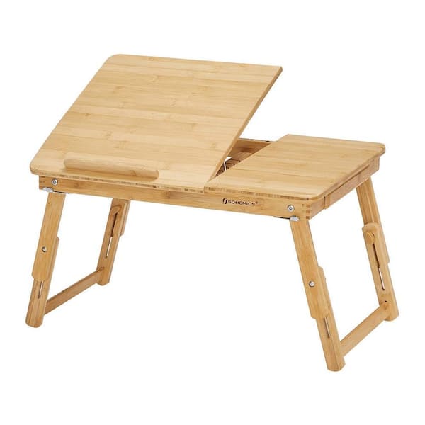 Benjara 13.8 in. Rectangle Brown Wood 0-Drawer Desk with Tilting Top