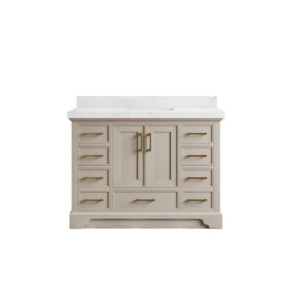 Willow Collections Charlotte 48 in. Single Sink Freestanding Fine Grain Bath Vanity with Empira White Qt. Top Unassembled